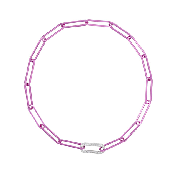 Cable Magenta 18K Whitegold Necklace w. Diamonds