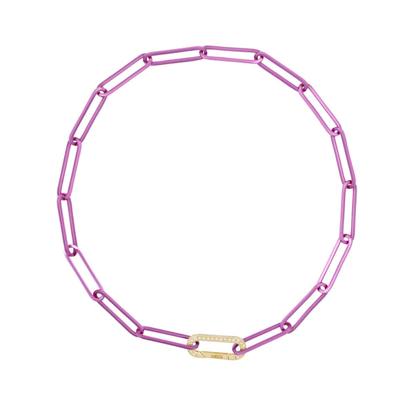 Cable Magenta 18K Gold Necklace w. Diamonds