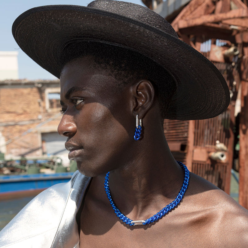 Cuban Electric Blue Ohrring aus Weißgold