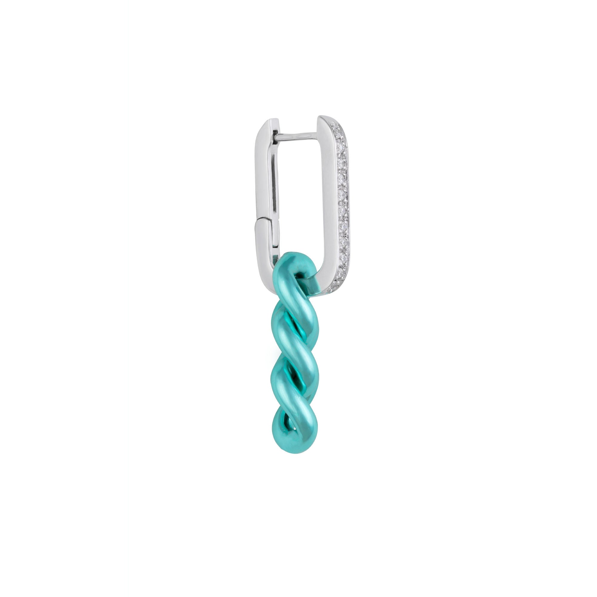 Cuban Sky 18K Whitegold & Silver Hoop w. Diamonds