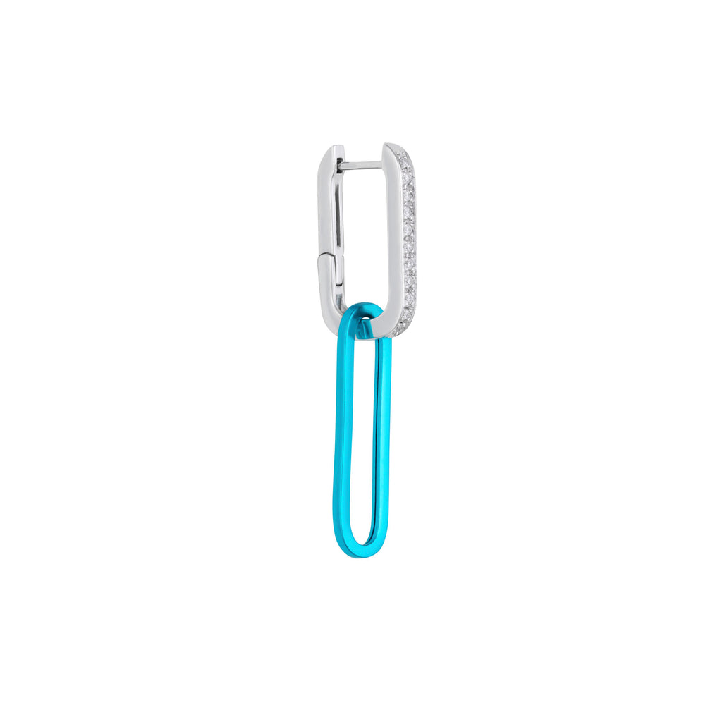 Cable Cyan 18K Whitegold & Silver Hoop w. Diamonds