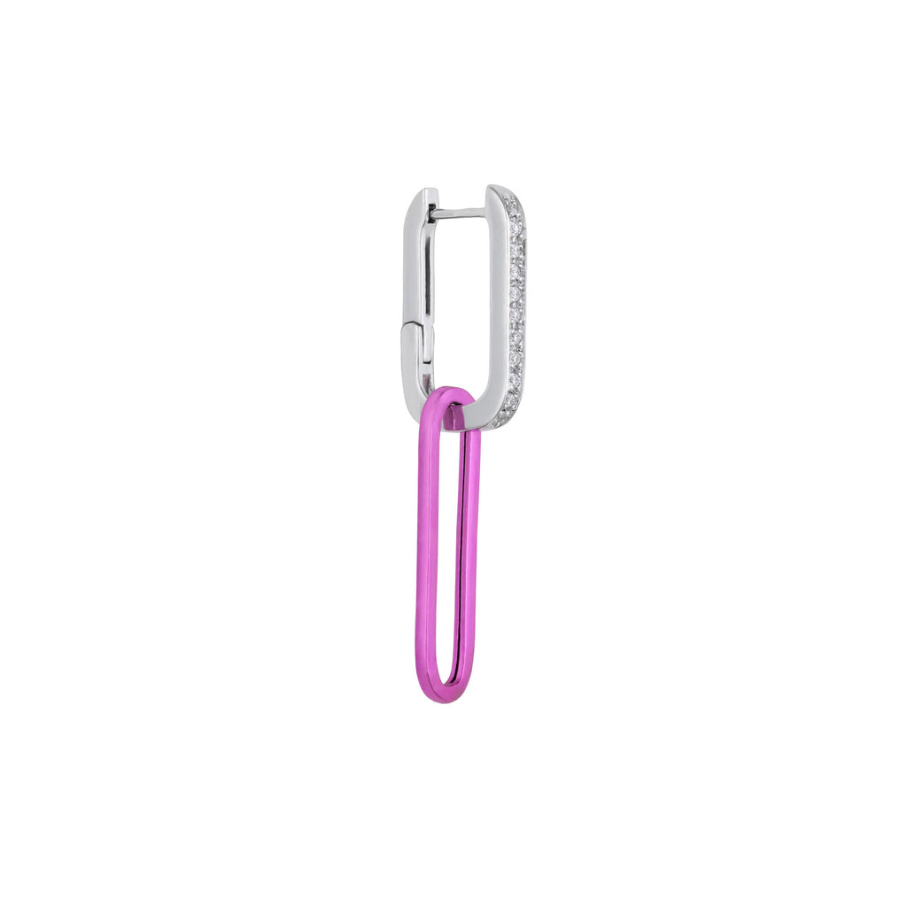 Cable Magenta 18K Hvidguld & Sølv Hoop m. Diamanter
