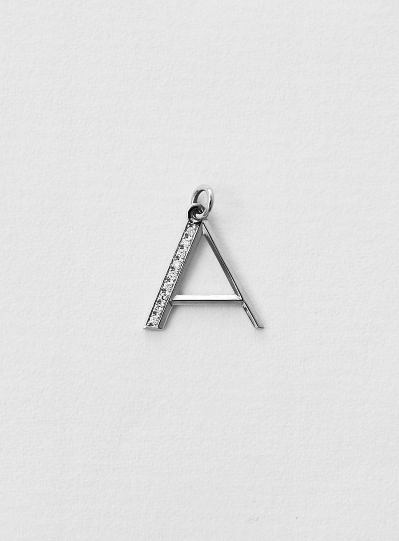 Diamond letter A 18K Whitegold Necklace or Pendant w. Diamond