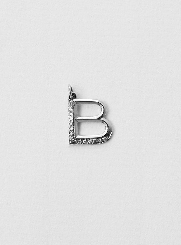 Diamantener Buchstabe "B" Halskette aus 18K Weißgold oder Anhänger I Diamant