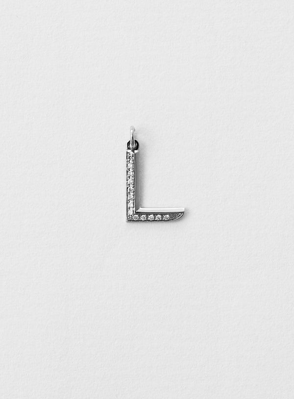 Diamantener Buchstabe "L" Halskette aus 18K Weißgold oder Anhänger I Diamant