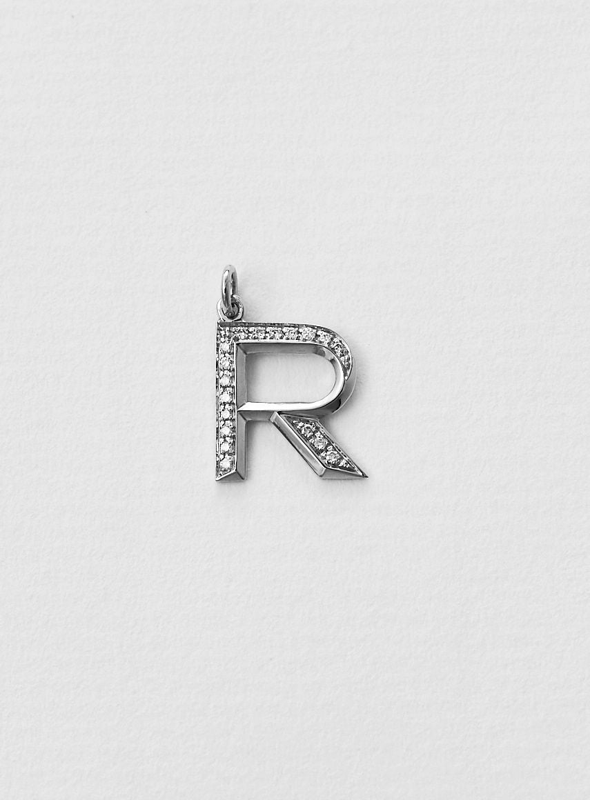 Blue Billie Diamond Letter R 18K Whitegold Necklace or Pendant w ...
