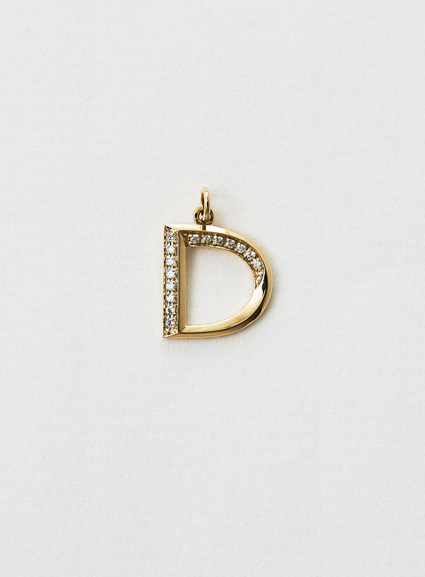 Diamond letter D 18K Gold Necklace or Pendant w. Diamond