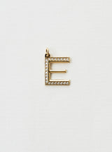 Diamond Letter E 18K Gold Necklace or Pendant w. Diamond