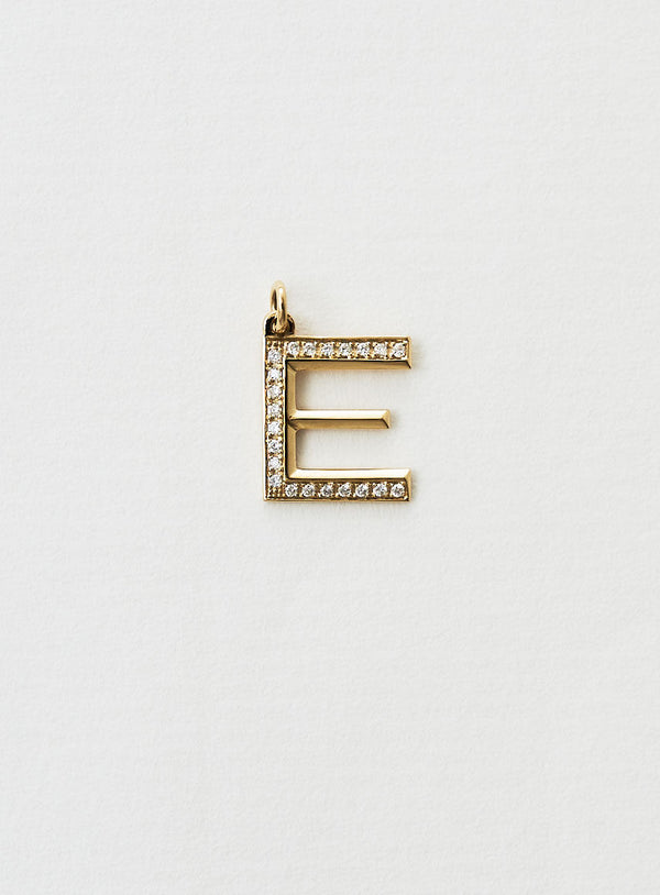 Diamantener Buchstabe "E" Goldkette aus 18K oder Anhänger I Diamant