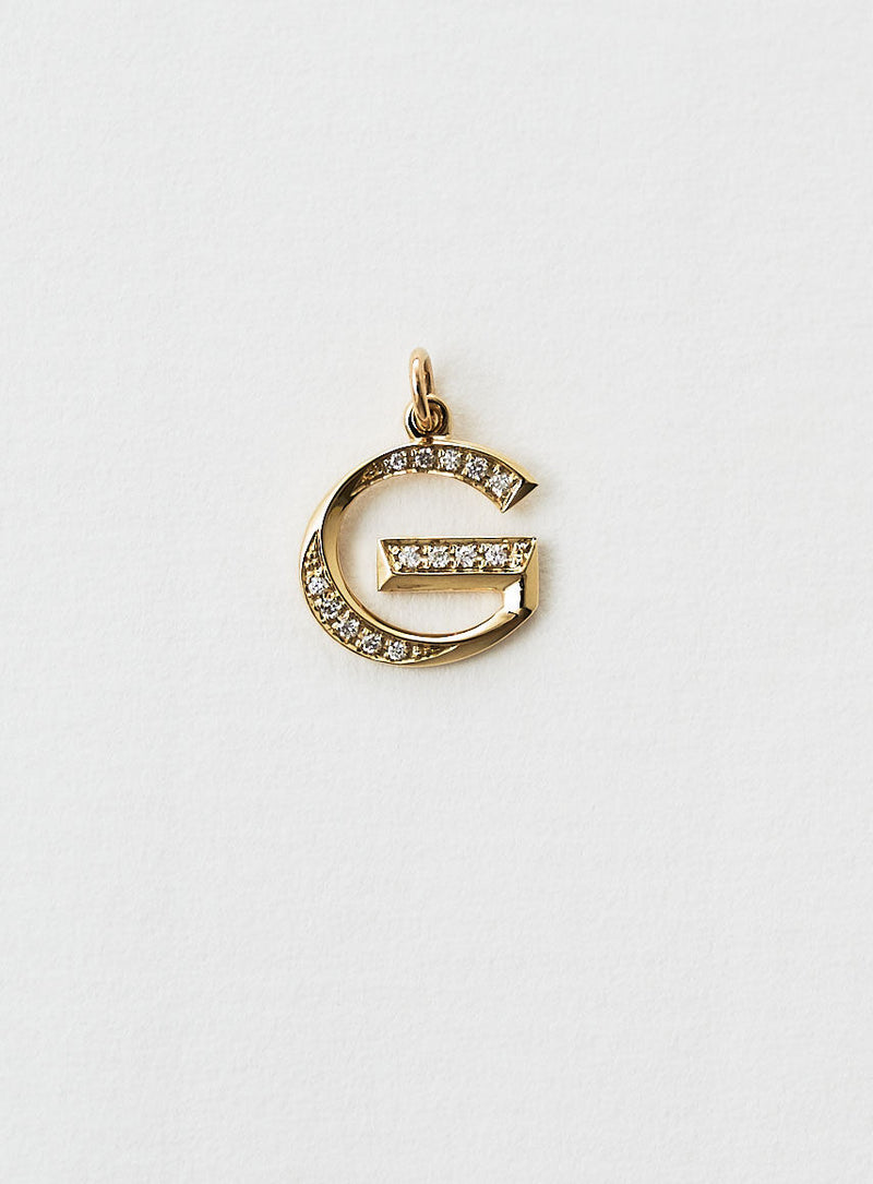 Diamond Letter G 18K Gold Necklace or Pendant w. Diamond