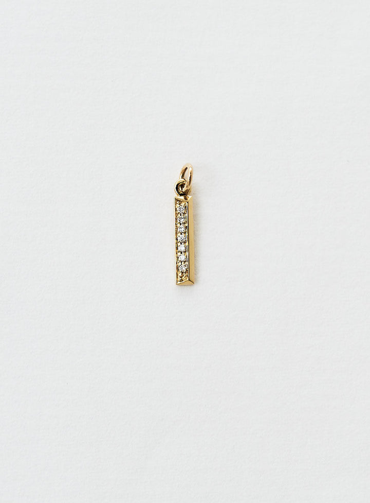 Diamond Letter I 18K Gold Necklace or Pendant w. Diamond