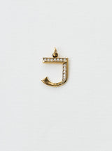 Diamond Letter J 18K Gold Necklace or Pendant w. Diamond