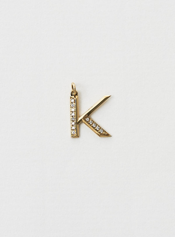 Diamantener Buchstabe "K" Goldkette aus 18K oder Anhänger I Diamant