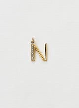 Diamond Letter N 18K Gold Necklace or Pendant w. Diamond