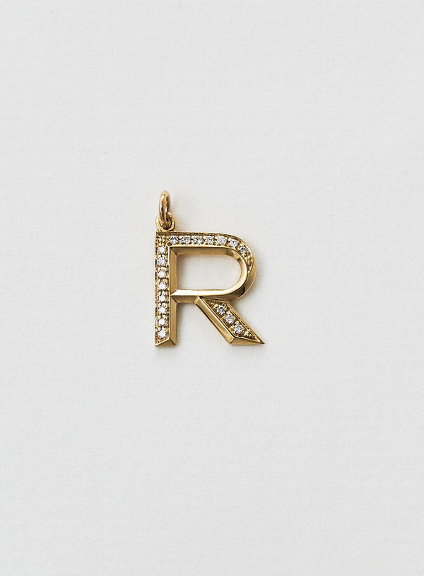 Diamantener Buchstabe "R" Goldkette aus 18K oder Anhänger I Diamant