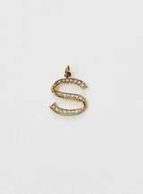 Diamond Letter S 18K Gold Necklace or Pendant w. Diamond
