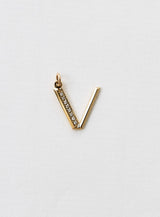Diamond Letter V 18K Gold Necklace or Pendant w. Diamond