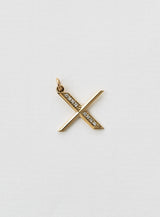 Diamond Letter X 18K Gold Necklace or Pendant w. Diamond