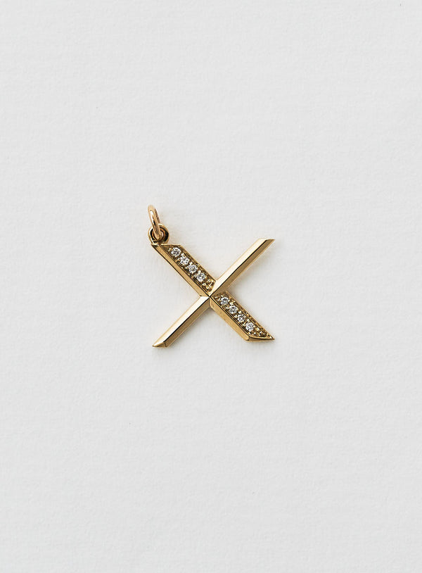 Diamantener Buchstabe "X" Goldkette aus 18K oder Anhänger I Diamant