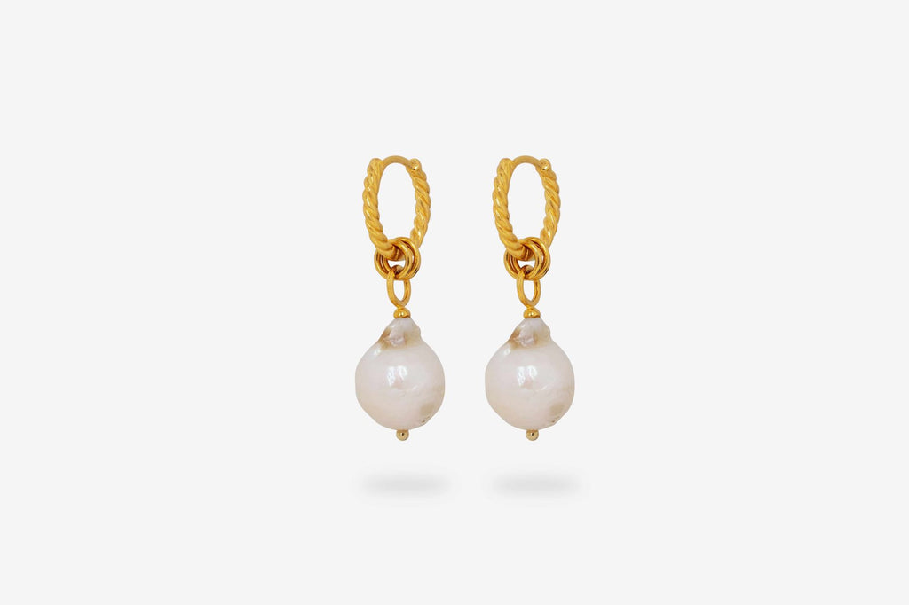 IX Bera 22K Gold plattiert Hoop w. Perlenreferen