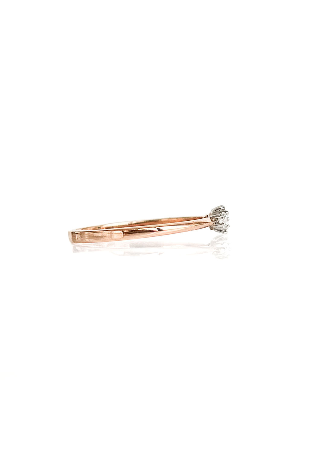 Drop 18K Rosegold & Whitegold Ring w. Diamonds