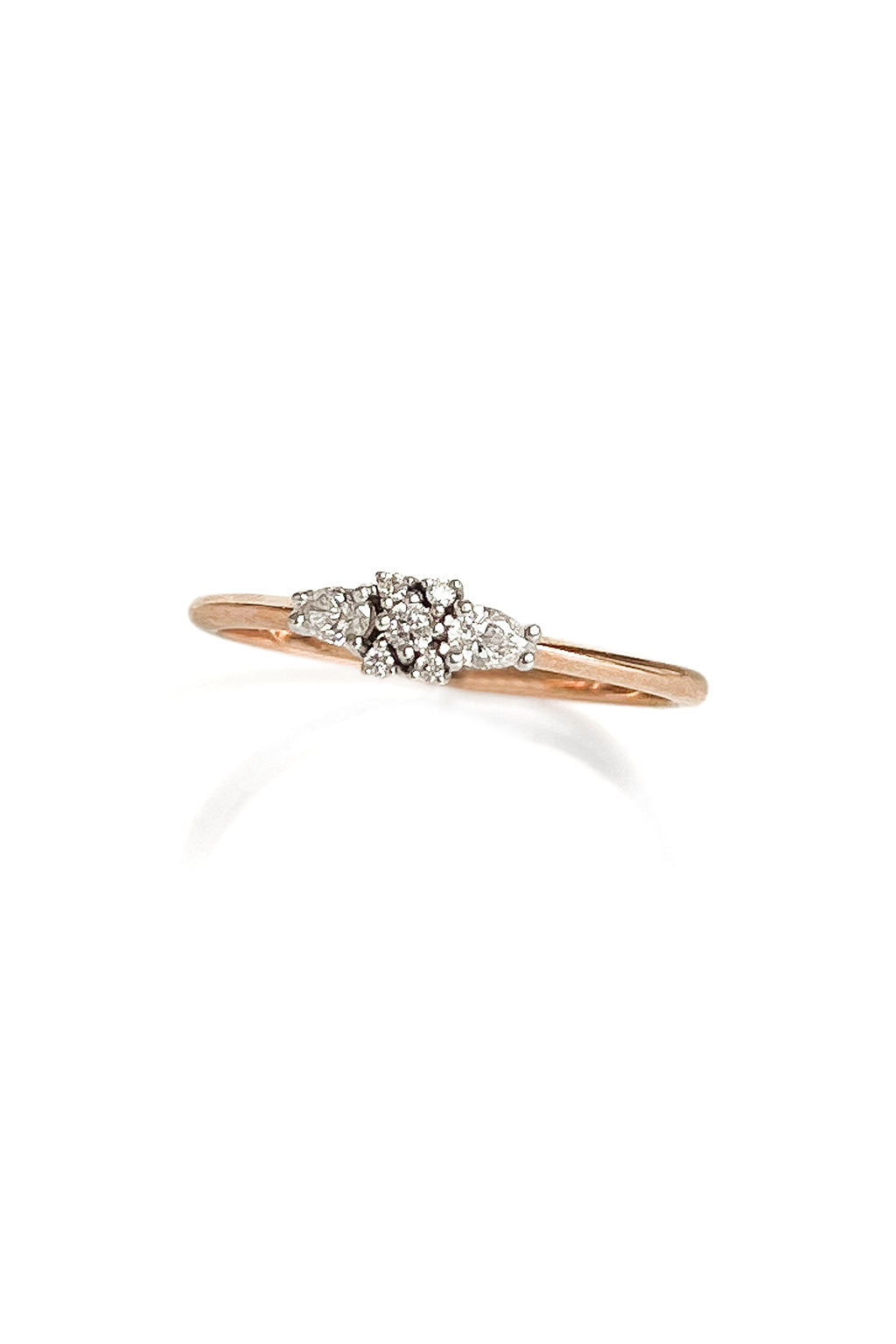 Drop 18K Rosegold & Whitegold Ring w. Diamonds