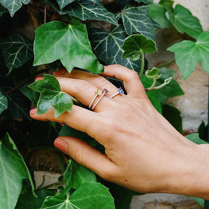 Candy Gul Lemon 18K Guld Ring m. Safir & Diamanter