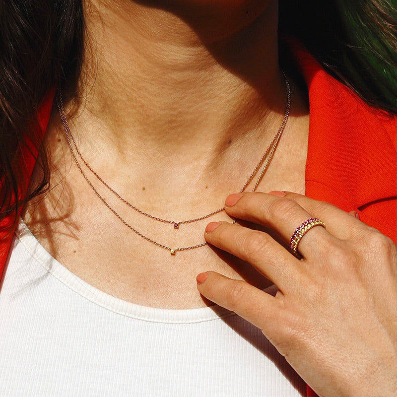 Candy Eternity Gul 18K Guld Ring m. Safirer