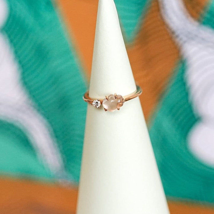 Cloud Midi Ring aus 18K Rosegold I Diamant & Quartz