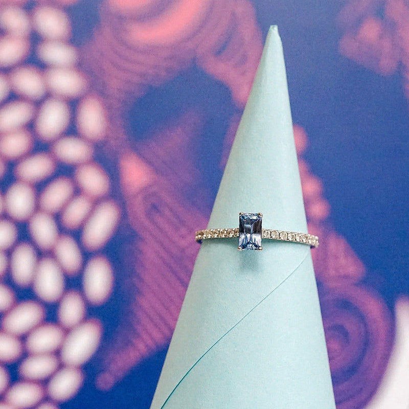 Candy Violete Blue 18K Hvidguld Ring m. Safir & Diamanter