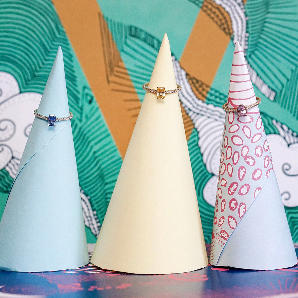 Candy Violete Blue 18K Hvidguld Ring m. Safir & Diamanter