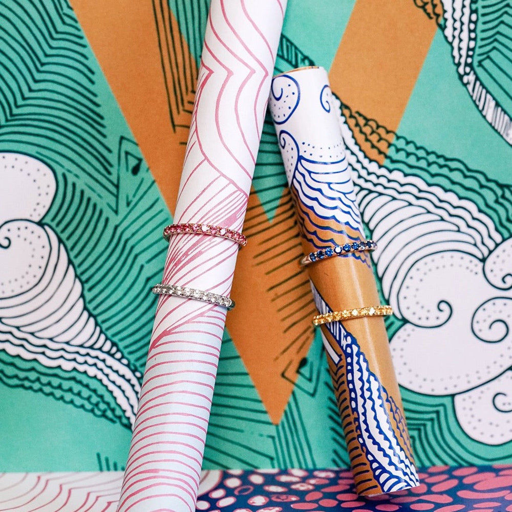 Candy Eternity Rosa 18K Rosaguld Ring m. Safirer