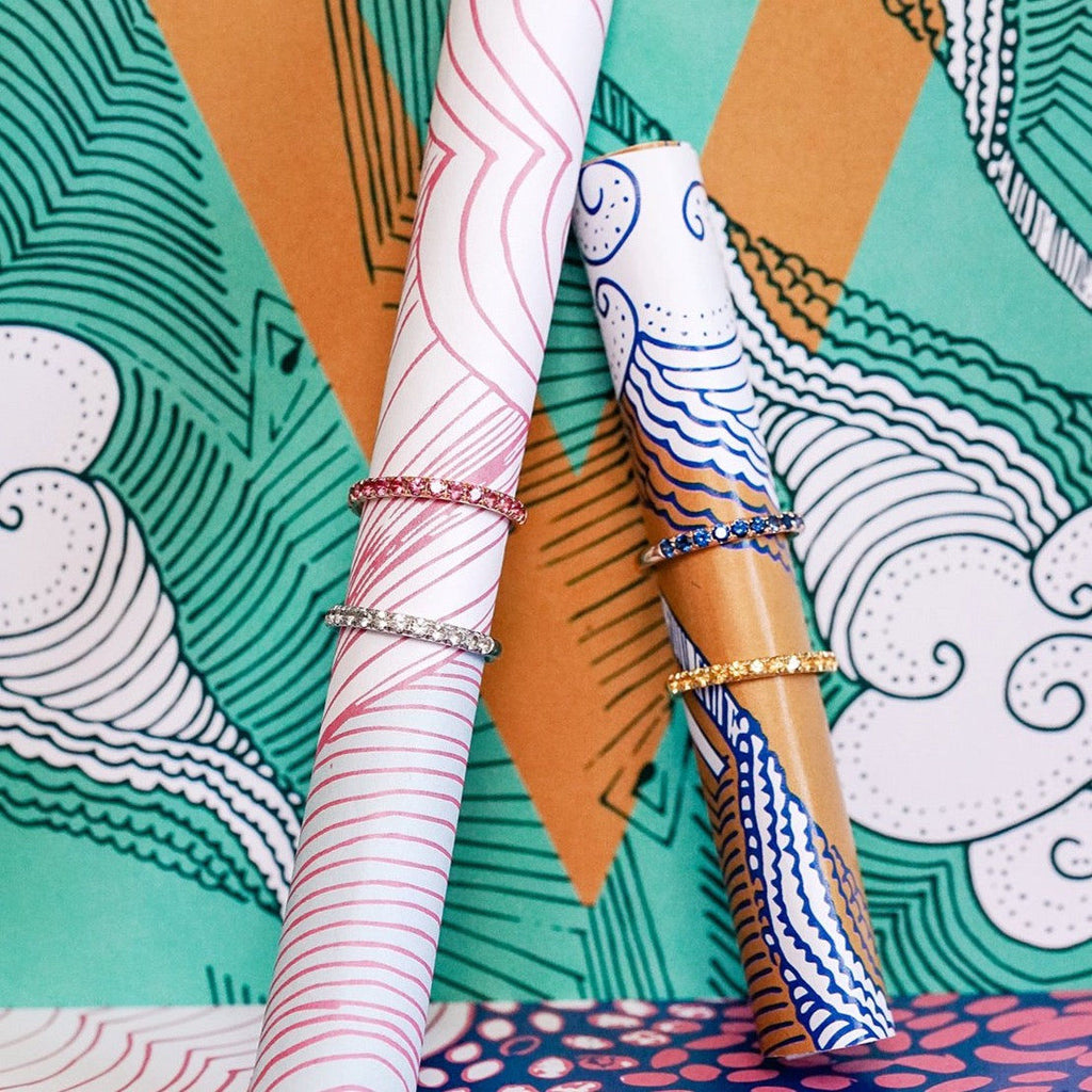 Candy Eternity Hvid 18K Hvidguld Ring m. Safirer