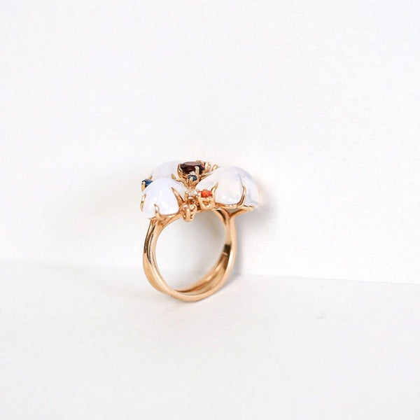 Cloud Collection 18K Rosaguld Ring m. Diamanter, Kvarts, Safirer & Granat sten