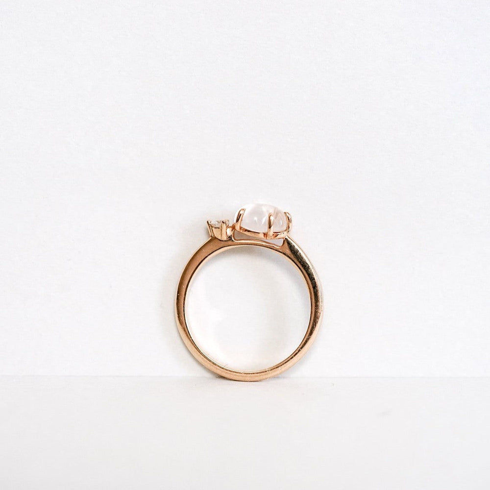 Cloud Midi 18K Rosegold Ring w. Diamond & Quartz