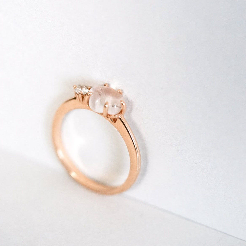 Cloud Midi 18K Rosegold Ring w. Diamond & Quartz