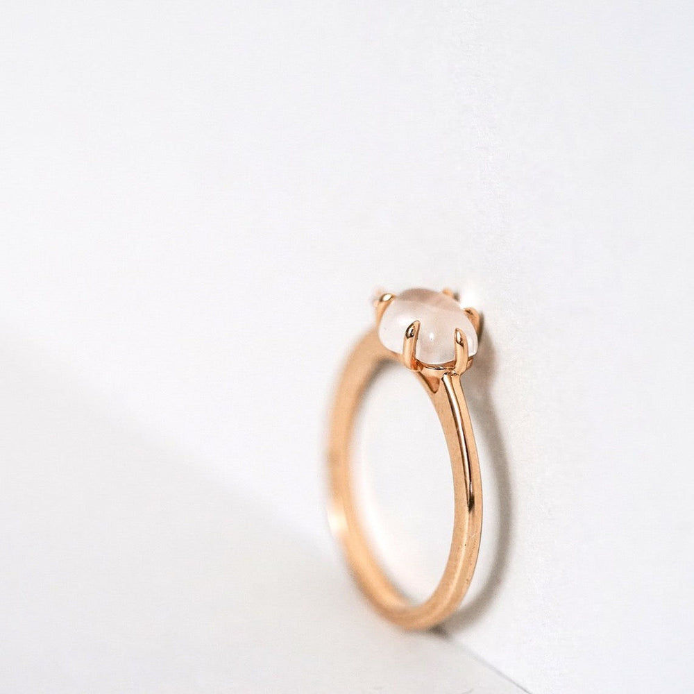 Cloud Midi 18K Rosegold Ring w. Diamond & Quartz
