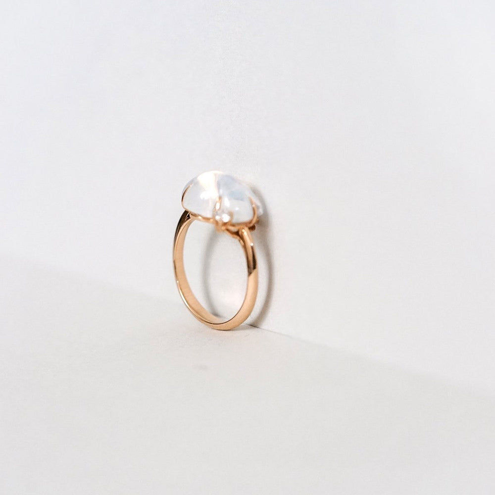 Cloud 18K Gold or Rosegold Ring w. Diamonds & Quartz