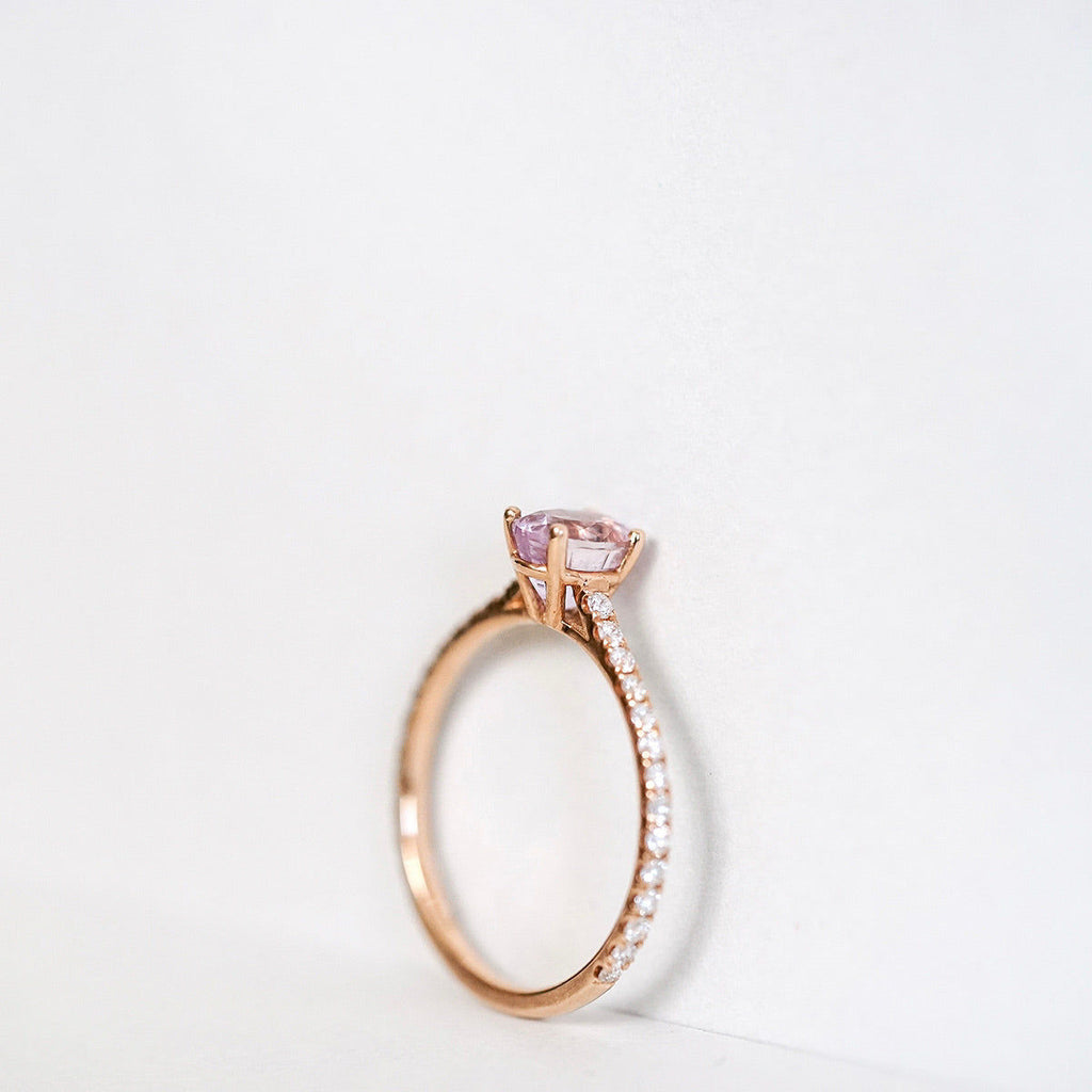 Candy Sweet Pink 18K Rosegold Ring w. Sapphire & Diamonds