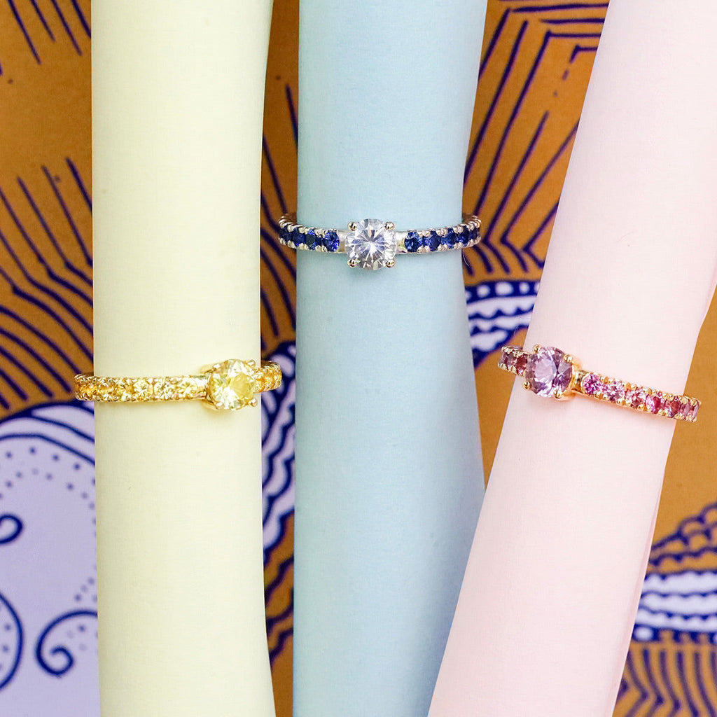 Candy Sweet Yellow 18K Gold Ring w. Sapphires