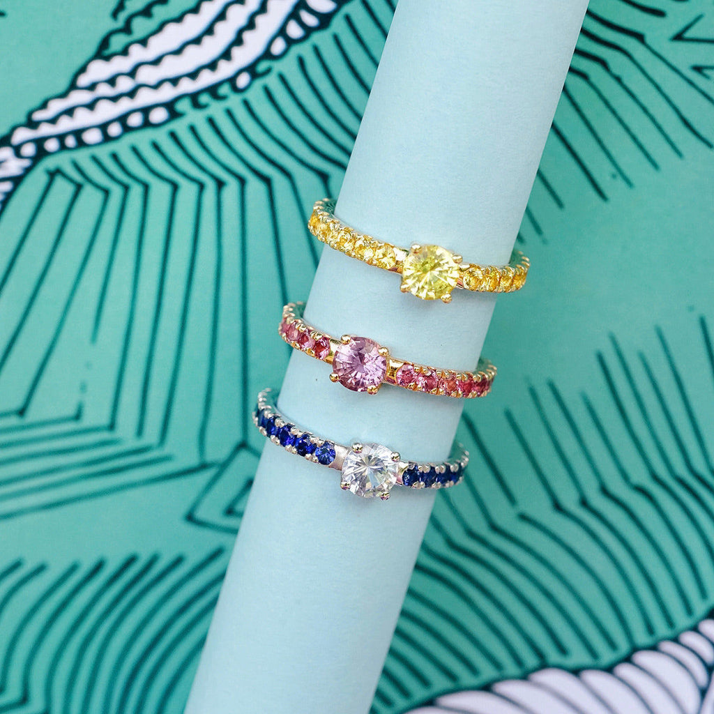 Candy Sweet Yellow 18K Gold Ring w. Sapphires