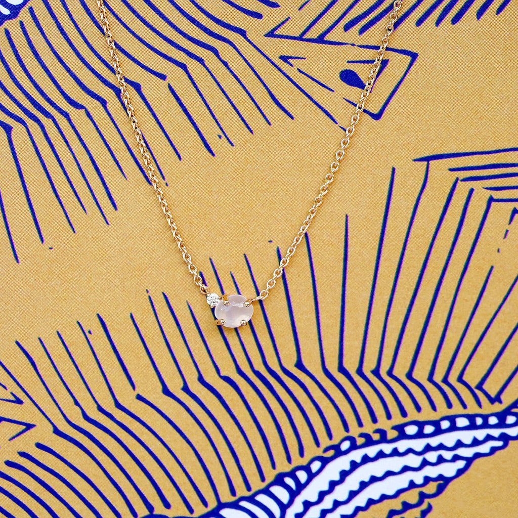 Tiny Cloud 18K Guld eller Rosaguld Halskæde m. Tsavorit & Diamant