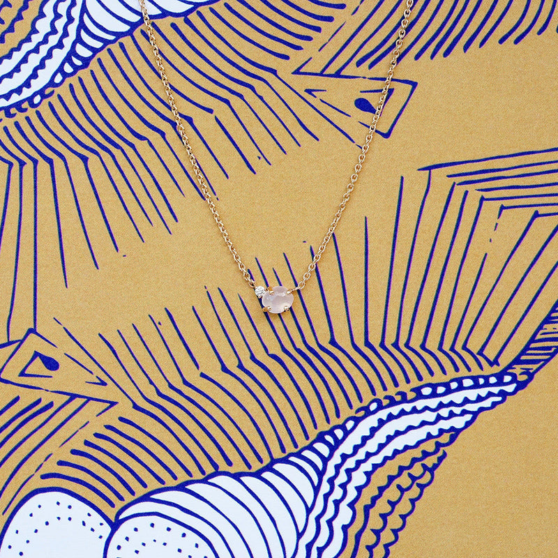 Tiny Cloud 18K Guld eller Rosaguld Halskæde m. Tsavorit & Diamant