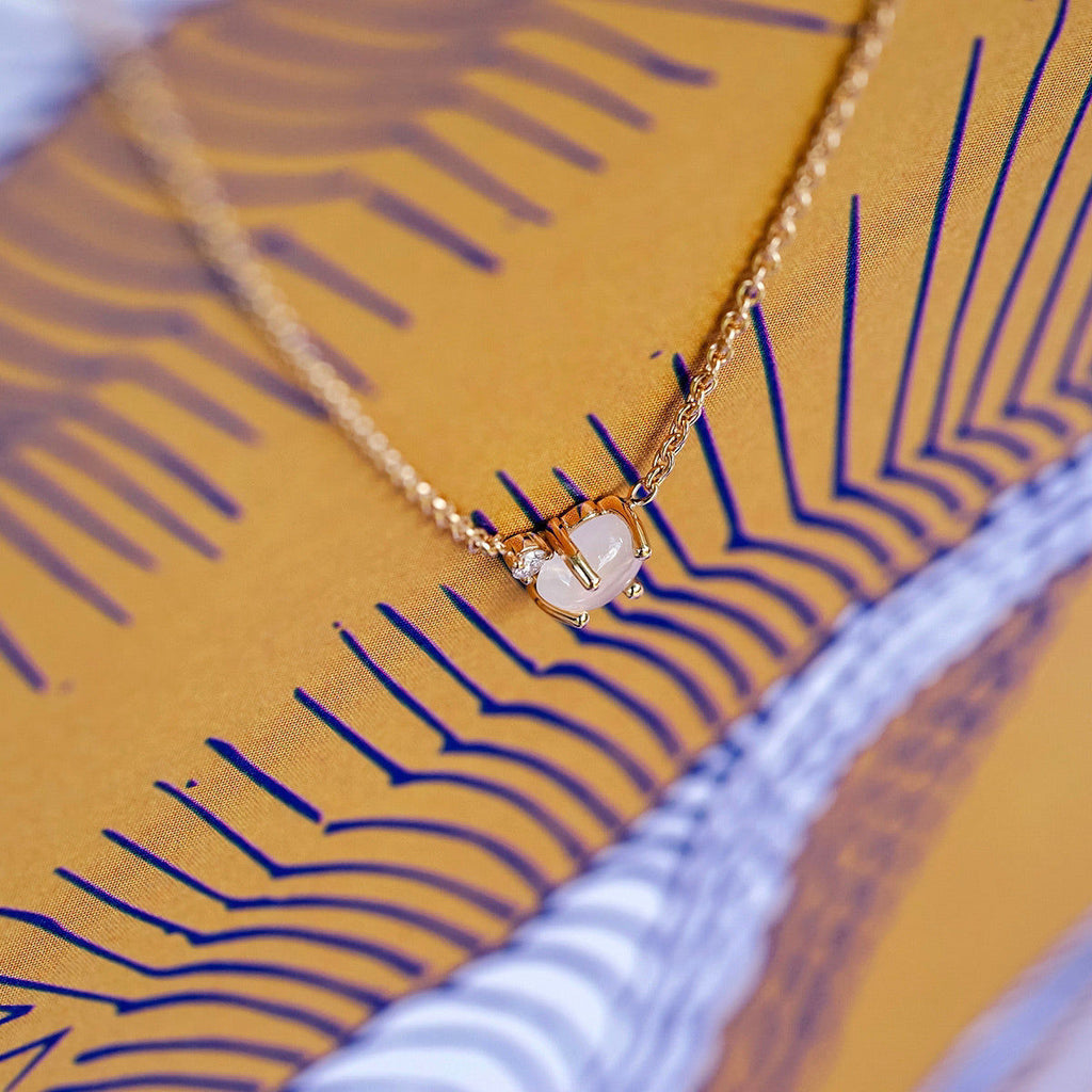 Tiny Cloud 18K Guld eller Rosaguld Halskæde m. Tsavorit & Diamant