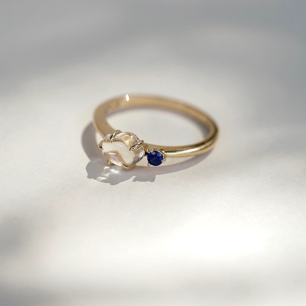 Cloud Midi 18K Rosegold Ring w. Diamond & Quartz