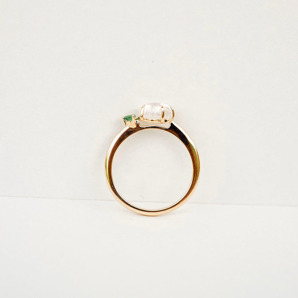 Cloud Midi 18K Rosegold Ring w. Diamond & Quartz