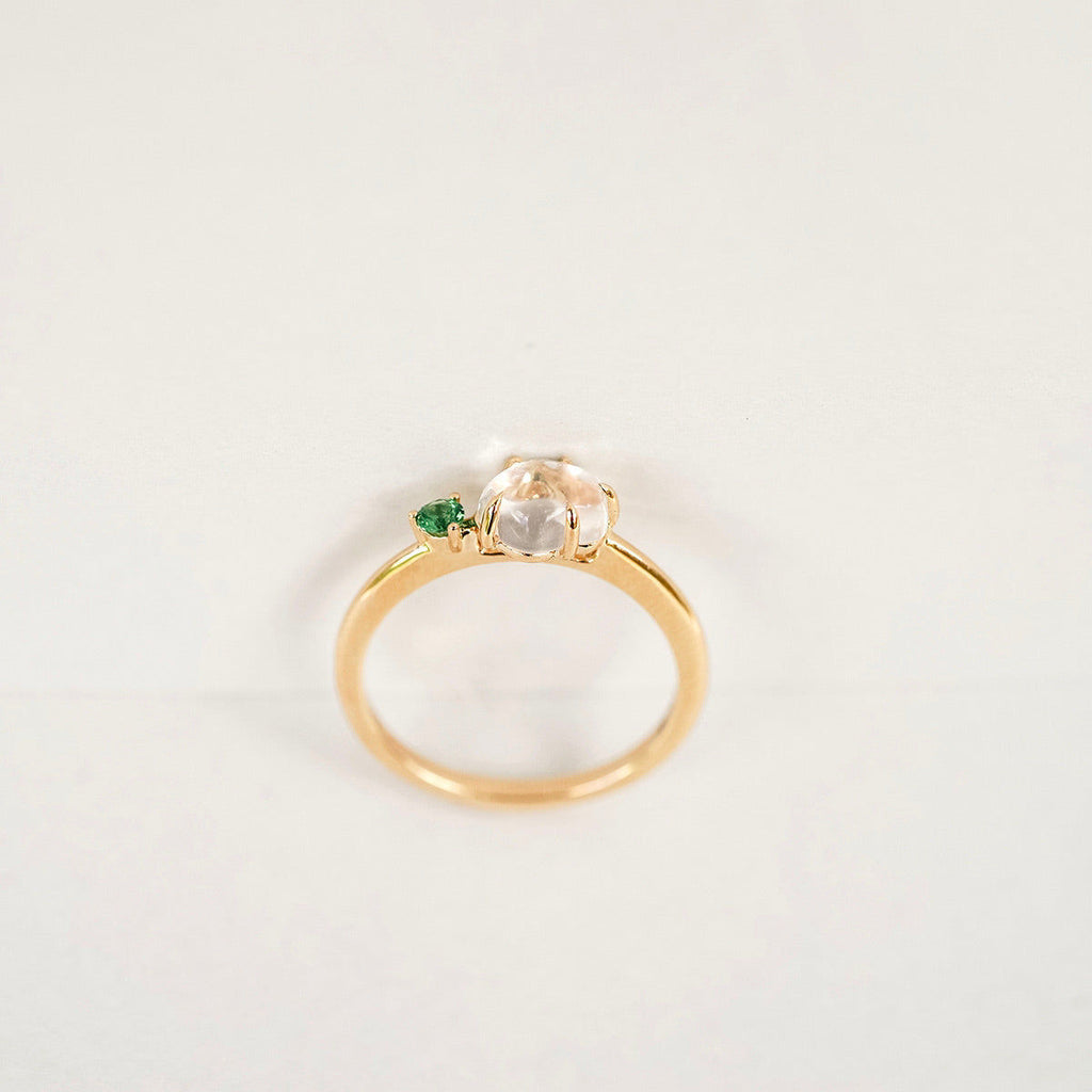 Cloud Midi 18K Rosegold Ring w. Diamond & Quartz