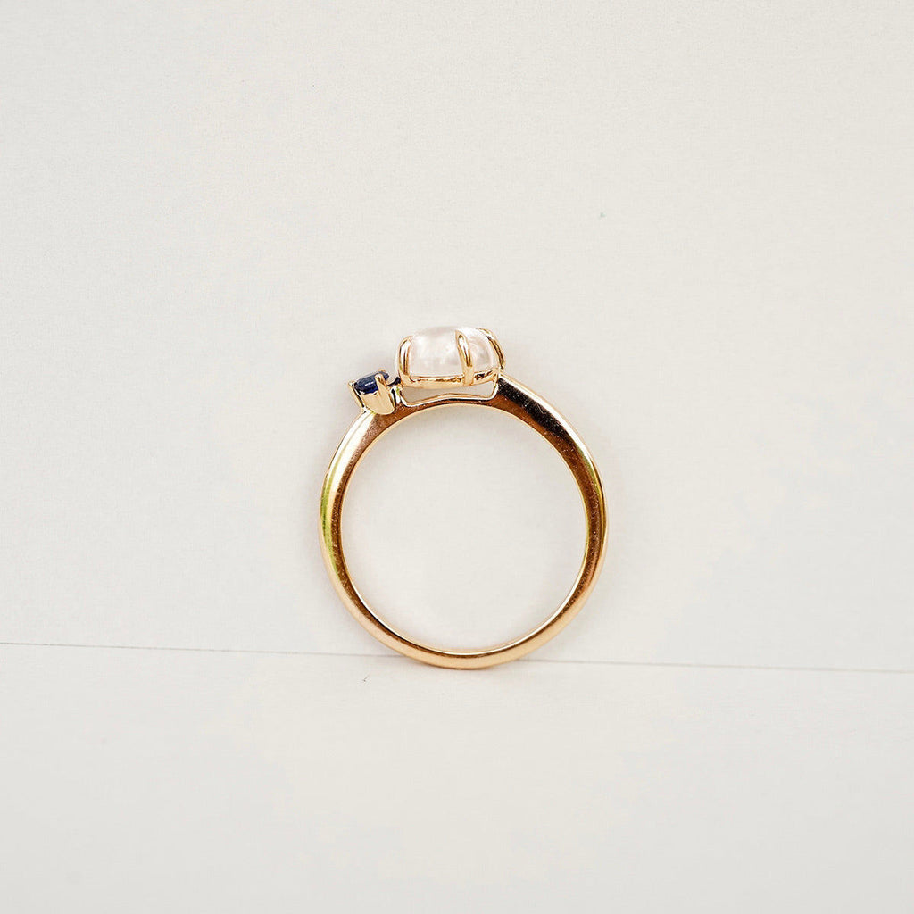 Cloud Midi 18K Rosegold Ring w. Diamond & Quartz