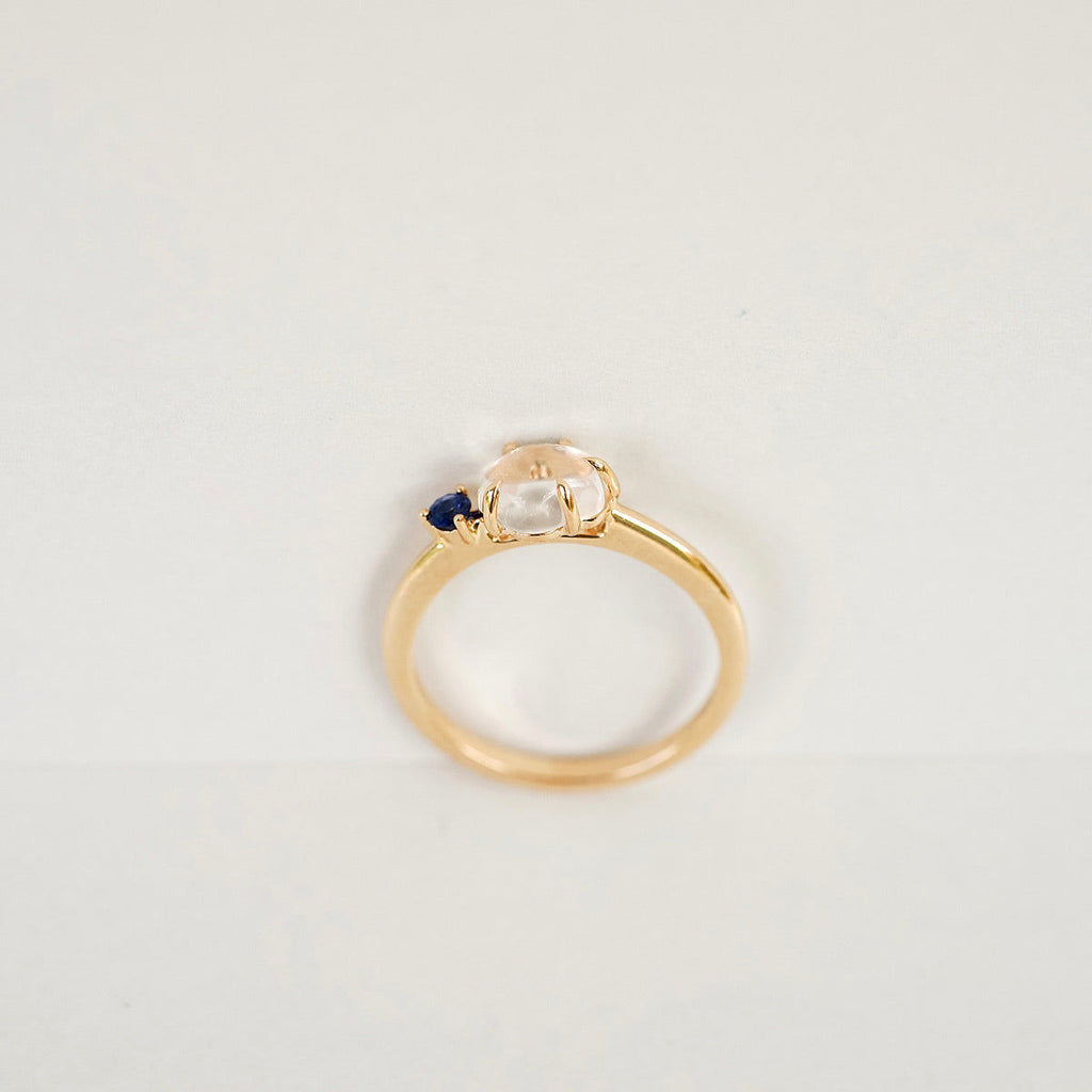 Cloud Midi 18K Rosegold Ring w. Diamond & Quartz
