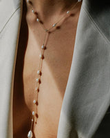 Halskette mit Perle, Diamant & Lariat (auf Bestellung)